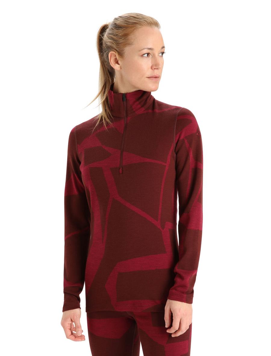 Icebreaker Merino 250 Vertex Long Sleeve Half Zip Thermal Top Fractured Landscapes Női Egy darab és készlet Rózsaszín | HU 1787HAPK